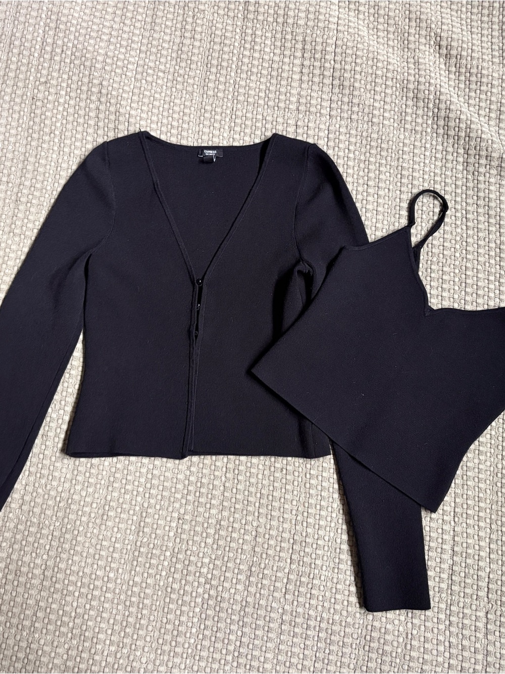 Express Black Knit Cardigan & Camisole Set